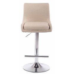 Juego de 2 taburetes de bar Club, tapizados en tela, con acabado cromado color crema.