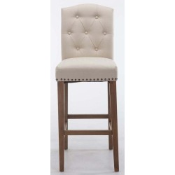 Juego de 2 taburetes de bar Louise, tapizados en tela antigua color crema claro.