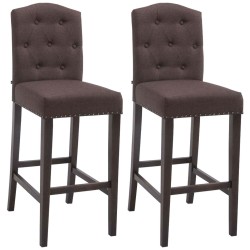 Juego de 2 taburetes de bar Louise, tapizados en tela, estilo marrón antiguo