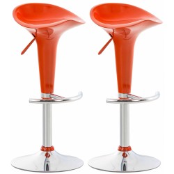 Juego de 2 taburetes de bar color naranja con forma de silla de montar
