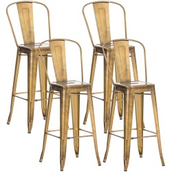 Juego de 4 taburetes de bar Aiden dorados