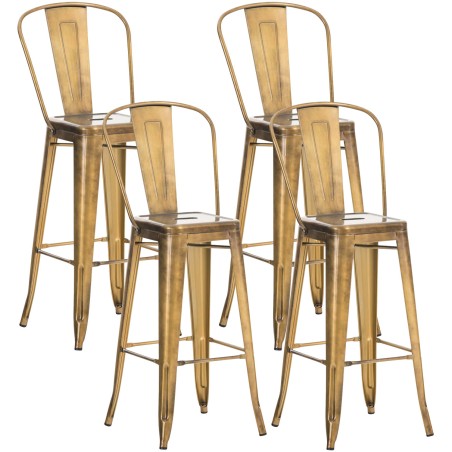Juego de 4 taburetes de bar Aiden dorados