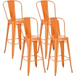 Juego de 4 taburetes de bar Aiden color naranja