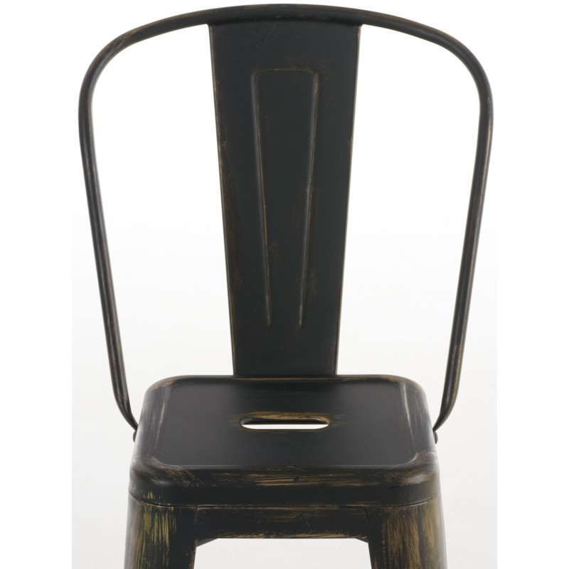 Juego de 4 taburetes de bar antiguos Aiden negros y dorados