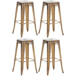 Juego de 4 taburetes de bar Joshua dorados