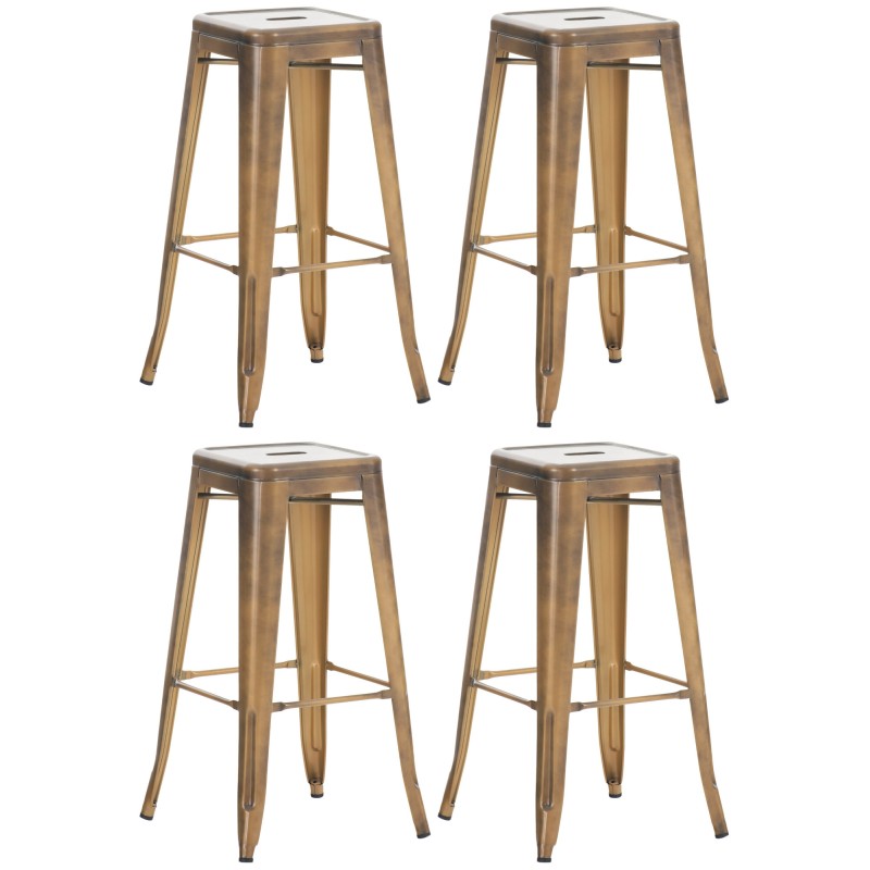 Juego de 4 taburetes de bar Joshua dorados