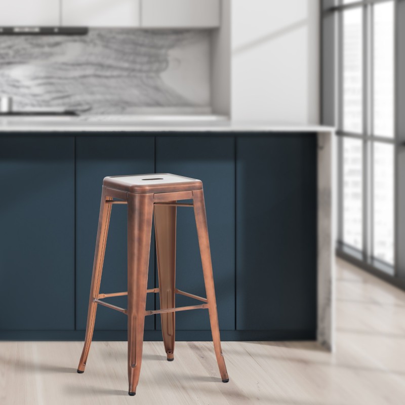 Juego de 4 taburetes de bar Joshua de cobre