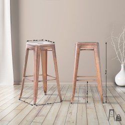 Juego de 4 taburetes de bar Joshua de cobre
