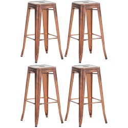 Juego de 4 taburetes de bar Joshua de cobre