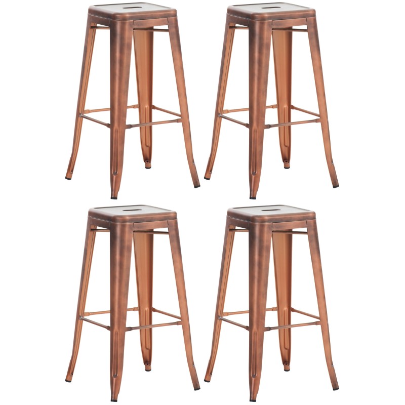 Juego de 4 taburetes de bar Joshua de cobre