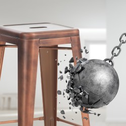 Juego de 4 taburetes de bar Joshua de cobre