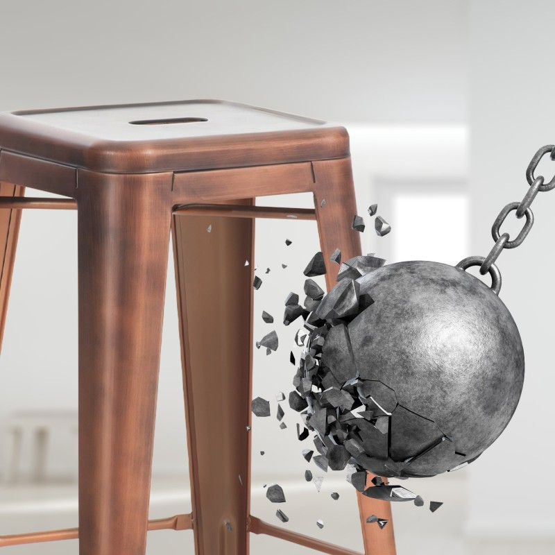 Juego de 4 taburetes de bar Joshua de cobre