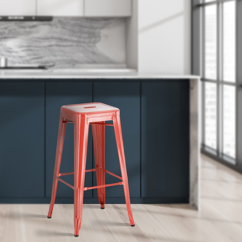 Juego de 4 taburetes de bar Joshua rojos
