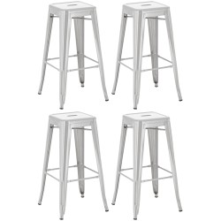 Juego de 4 taburetes de bar Joshua plateados