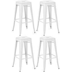 Juego de 4 taburetes de bar Joshua blancos