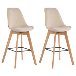 Juego de 2 taburetes de bar Metz en terciopelo natural color crema