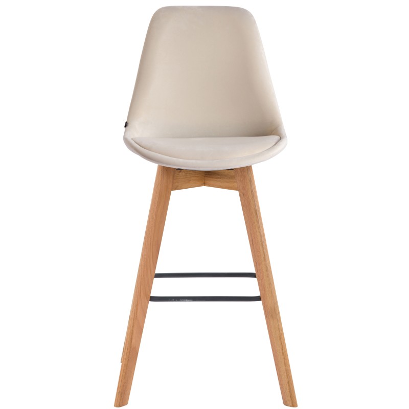 Juego de 2 taburetes de bar Metz en terciopelo natural color crema