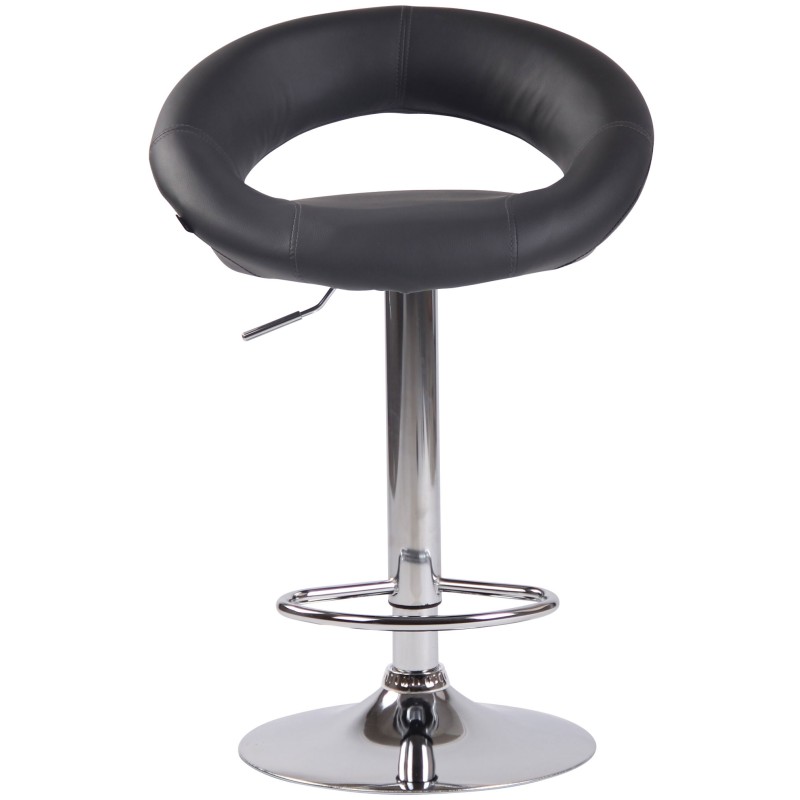 Taburete de bar Olinda, piel sintética, gris cromado