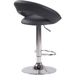 Taburete de bar Olinda, piel sintética, gris cromado