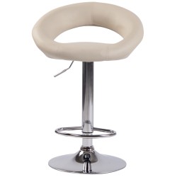 Taburete de bar Olinda, piel sintética, cromo crema