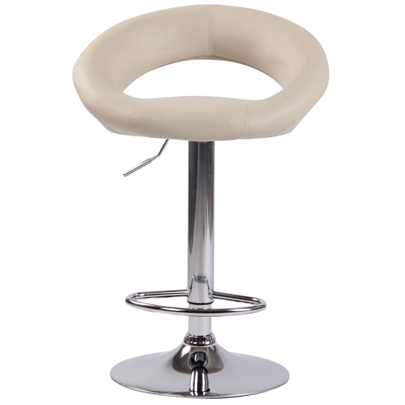 Taburete de bar Olinda, piel sintética, cromo crema