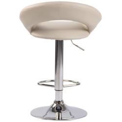 Taburete de bar Olinda, piel sintética, cromo crema