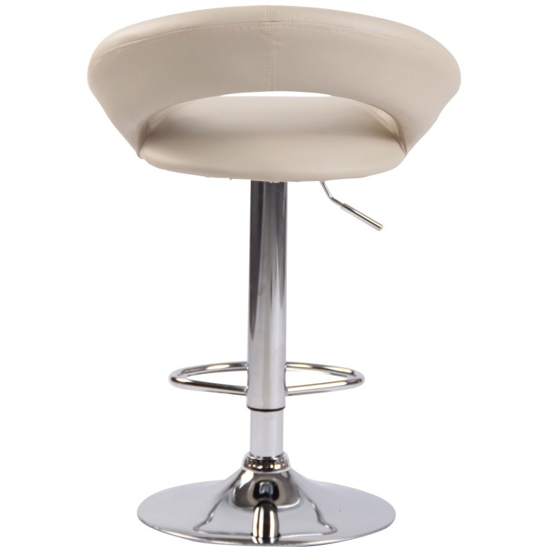 Taburete de bar Olinda, piel sintética, cromo crema