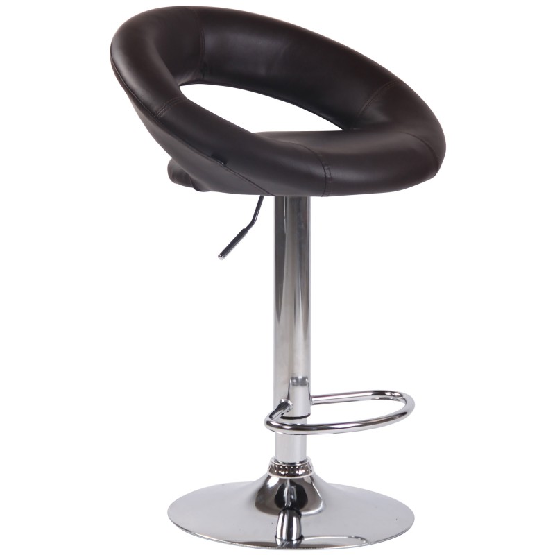 Taburete de bar Olinda, imitación de cuero, marrón cromado