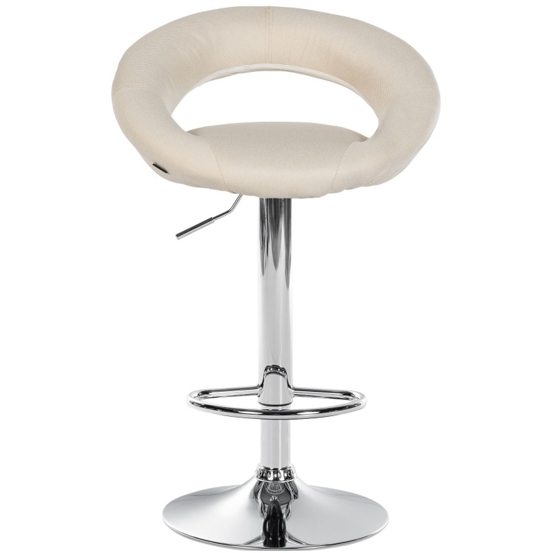 Taburete de bar Olinda, tapizado en tela, cromado color crema