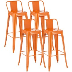 Juego de 4 taburetes de bar Mason de color naranja
