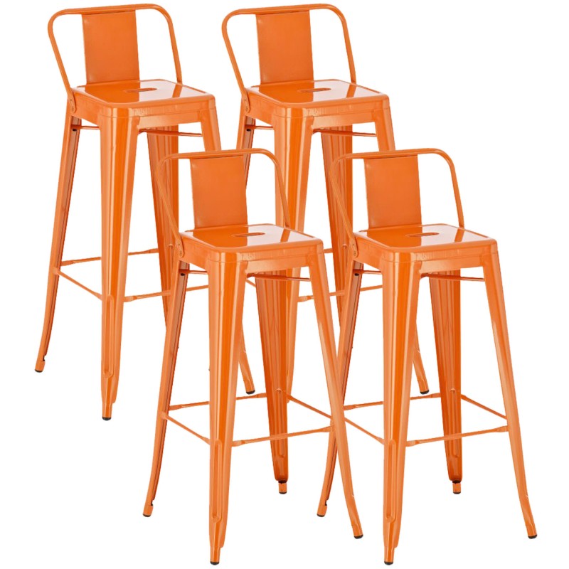 Juego de 4 taburetes de bar Mason de color naranja