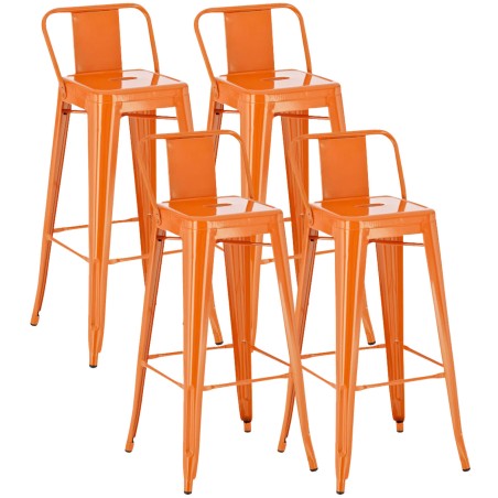 Juego de 4 taburetes de bar Mason de color naranja