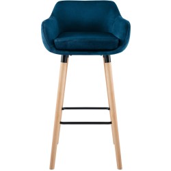 Juego de 2 taburetes de bar Grant en terciopelo azul