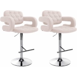 Juego de 2 taburetes de bar Dublin, tapizados en tela beige C