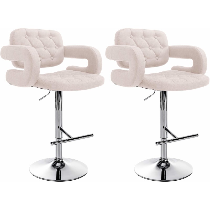 Juego de 2 taburetes de bar Dublin, tapizados en tela beige C
