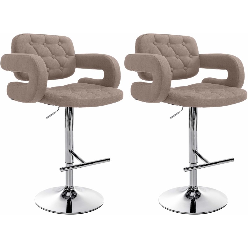 Juego de 2 taburetes de bar Dublin, tapizados en tela color topo.