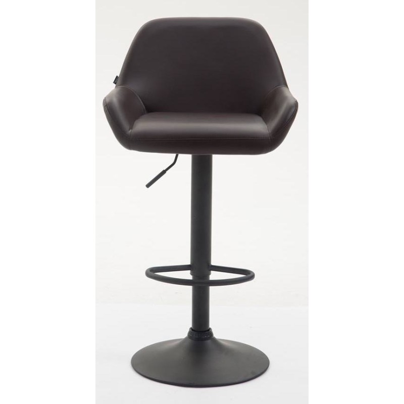 Juego de 2 taburetes de bar Braga, de piel sintética, en negro y marrón