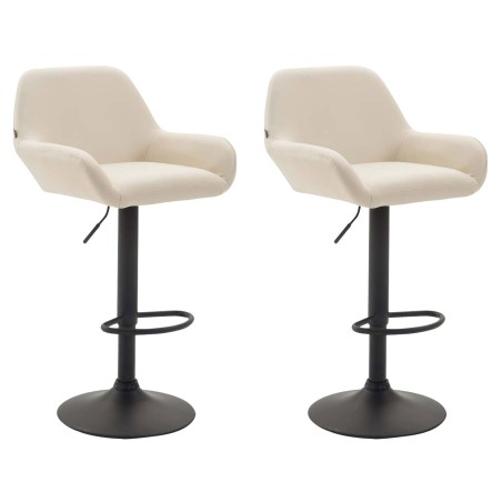 Juego de 2 taburetes de bar Braga, de piel sintética, en negro y crema