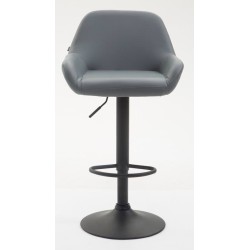 Juego de 2 taburetes de bar Braga, de piel sintética, en negro y gris.