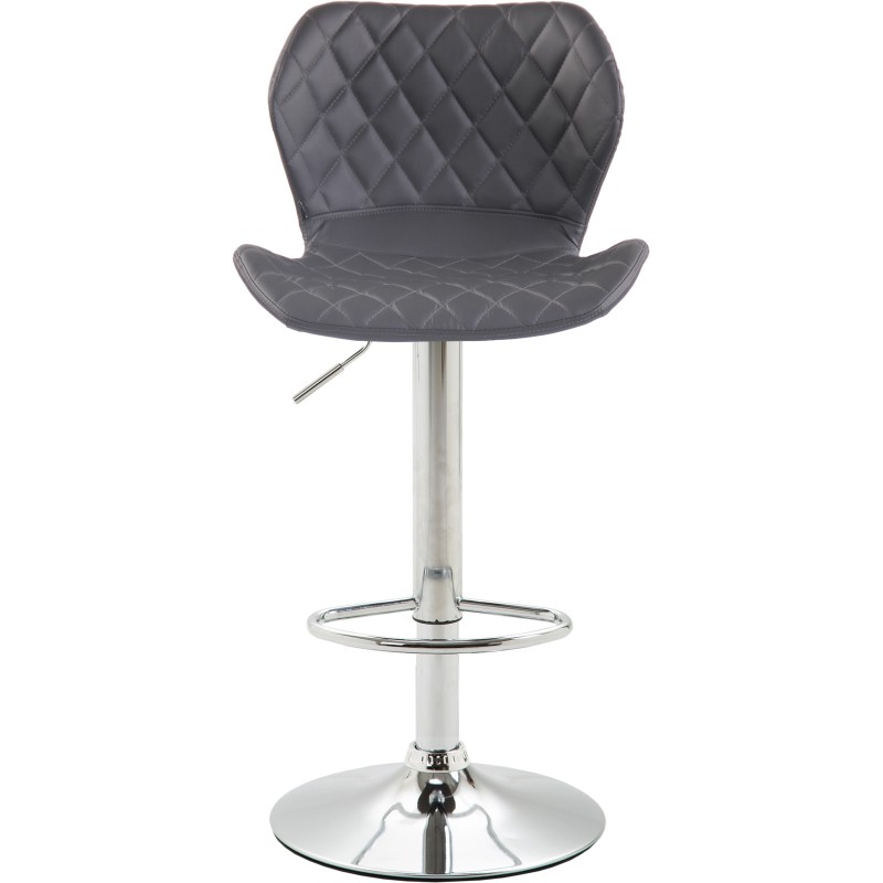 Taburete de bar de corcho, cuero sintético cromado, gris