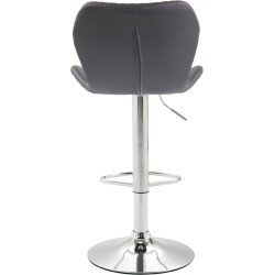 Taburete de bar de corcho, cuero sintético cromado, gris