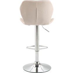 Taburete de bar, tapizado de corcho, cromado color crema