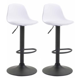 Juego de 2 taburetes de bar Kiel, en plástico blanco y negro.