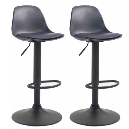 Juego de 2 taburetes de bar Kiel, de plástico negro.