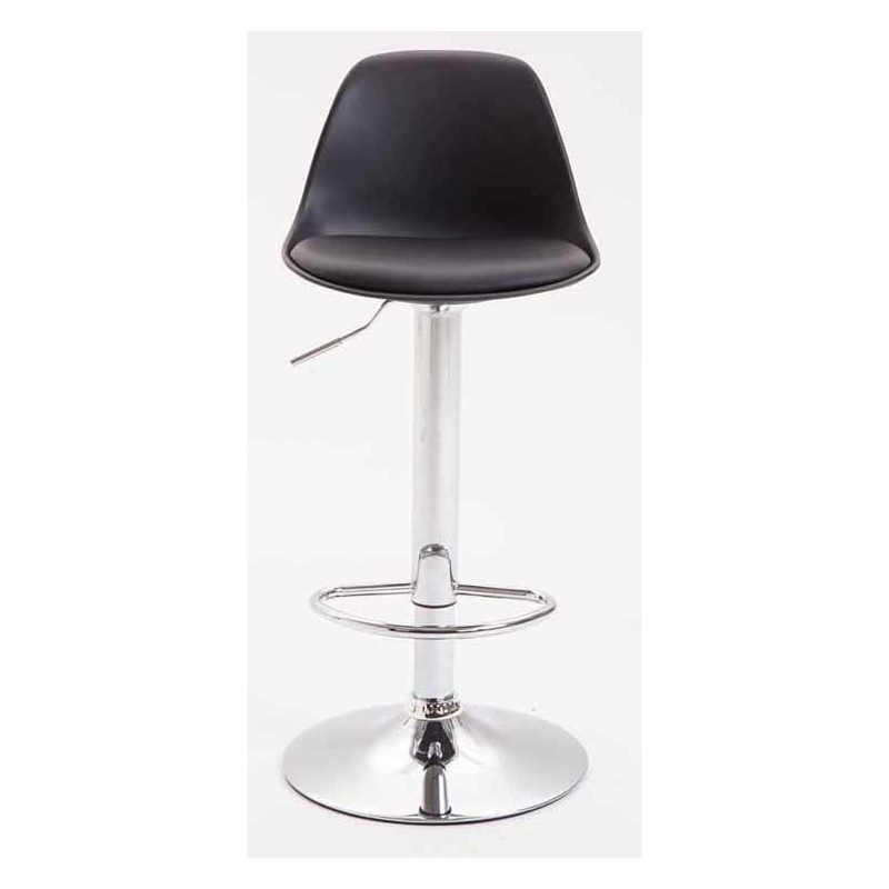 Juego de 2 taburetes de bar Kiel, de plástico cromado negro.