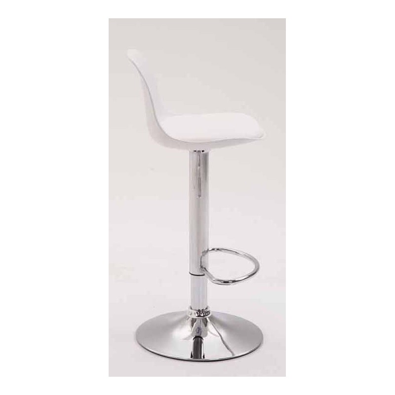 Juego de 2 taburetes de bar Kiel, de plástico cromado blanco.