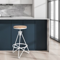 Juego de 2 taburetes de bar Karla, blanco antiguo