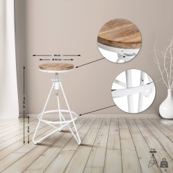 Juego de 2 taburetes de bar Karla, blanco antiguo