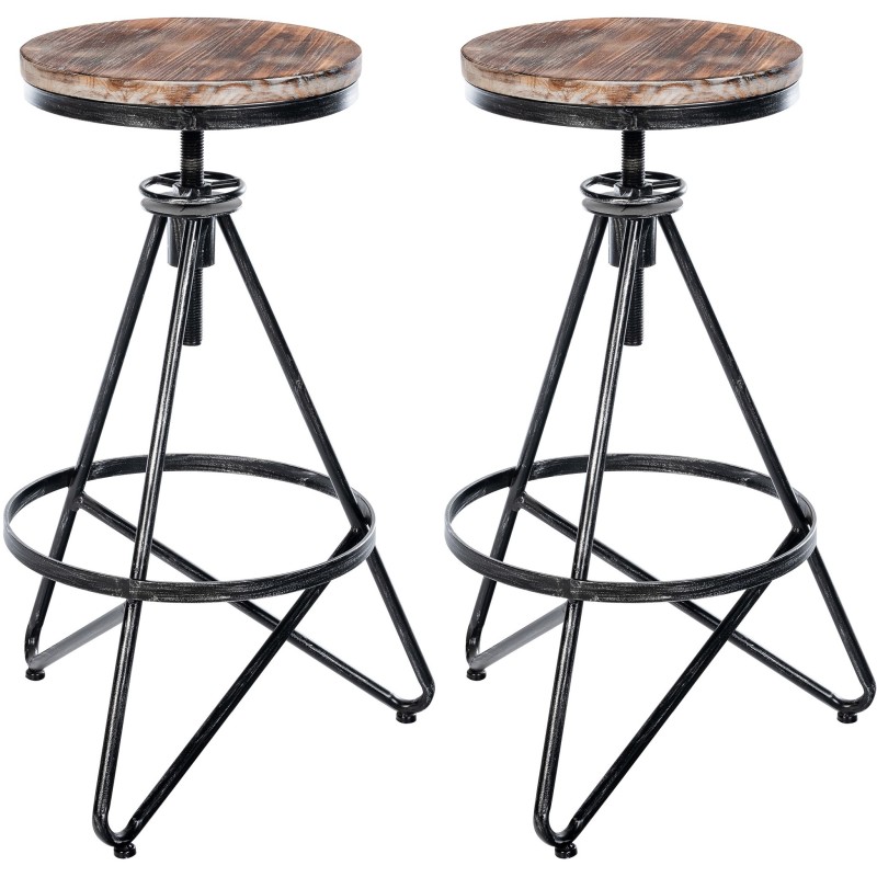 Juego de 2 taburetes de bar Karla plateados