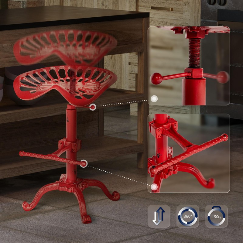 Juego de 2 taburetes de bar rojos estilo Butch